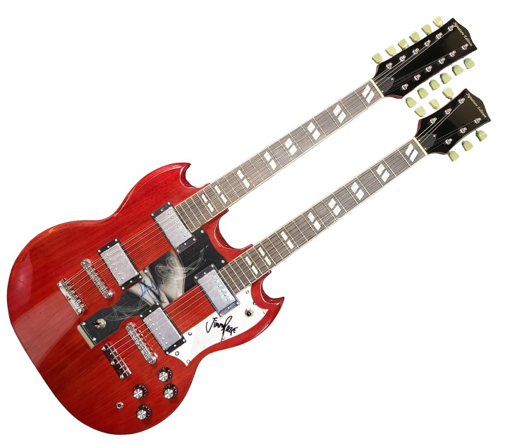 Led Zeppelin Duo of Jimmy Page and Robert Plant Signed Pickguard Custom Double-Neck 18-String Signature Edition Guitar