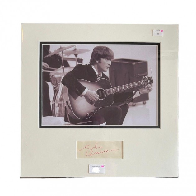 John Lennon of The Beatles Signed Mounted Autograph Cut