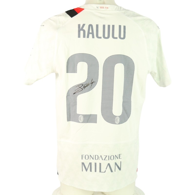 Maglia ufficiale Kalulu Milan, UCL 2023/24 - Autografata