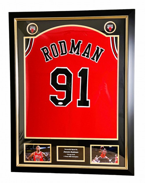 Canotta Dennis Rodman NBA - Autografata e incorniciata