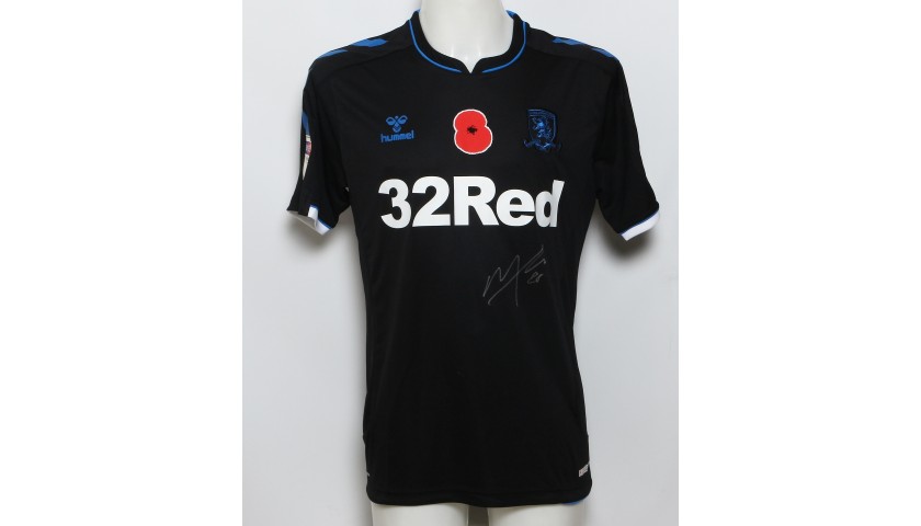 Marcus Tavernier's Middlesbrough Signed and Worn Away Poppy Shirt 