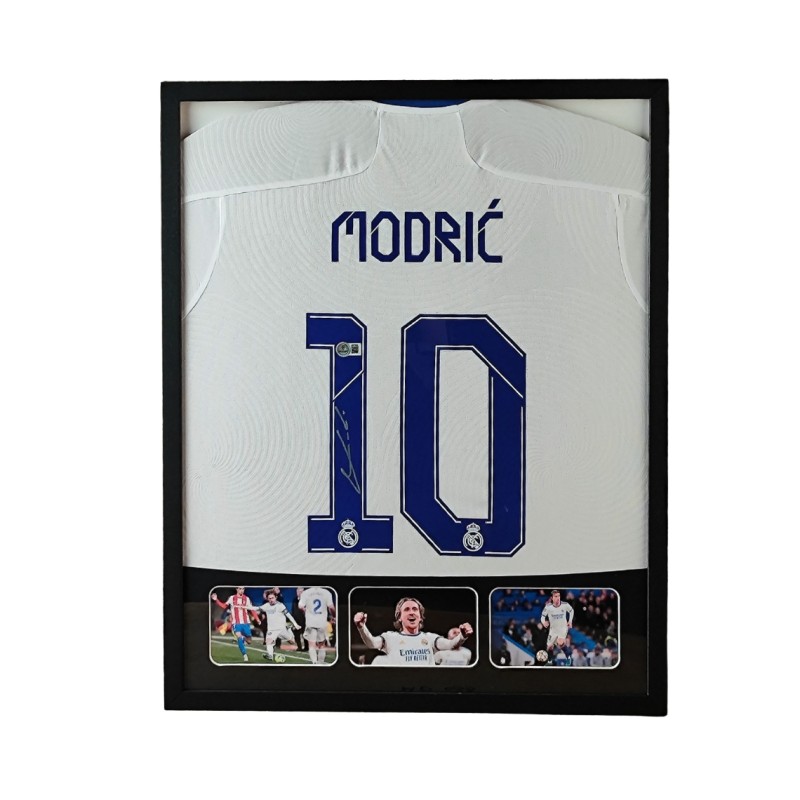 Maglia Luka Modric Real Madrid in cornice deluxe di alta qualità - Autografata