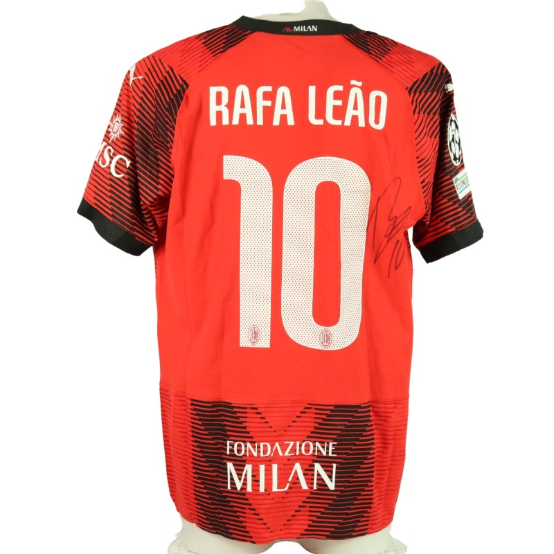 Rafa Leao Milan Official Signed Shirt, UCL 2023/24