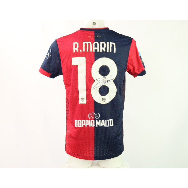 Marin's Signed Unwashed Shirt, Cagliari vs Bologna 2024