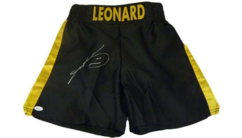 Sugar Ray Leonard Signed Boxing Trunks