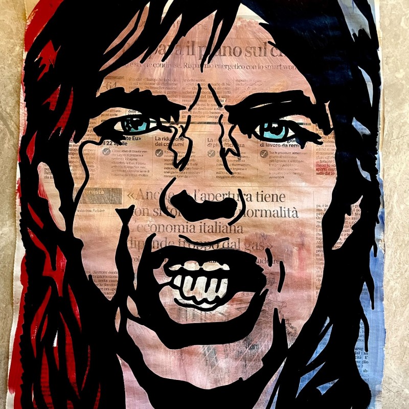 Mick Jagger – Unique Artwork on Newspaper by RikPen
