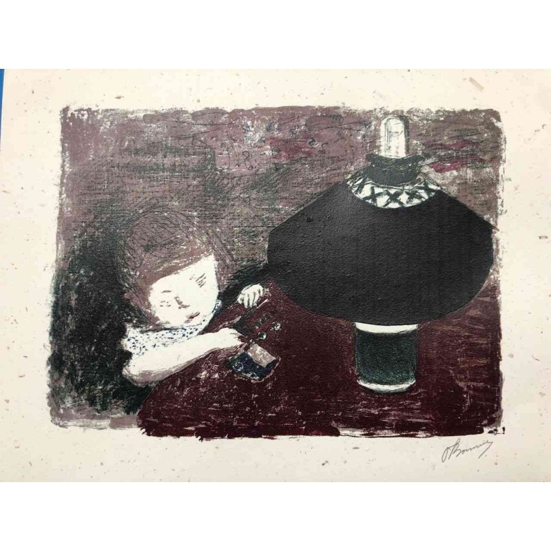 "The Child with the Lamp" - Original Lithography by Pierre Bonnard