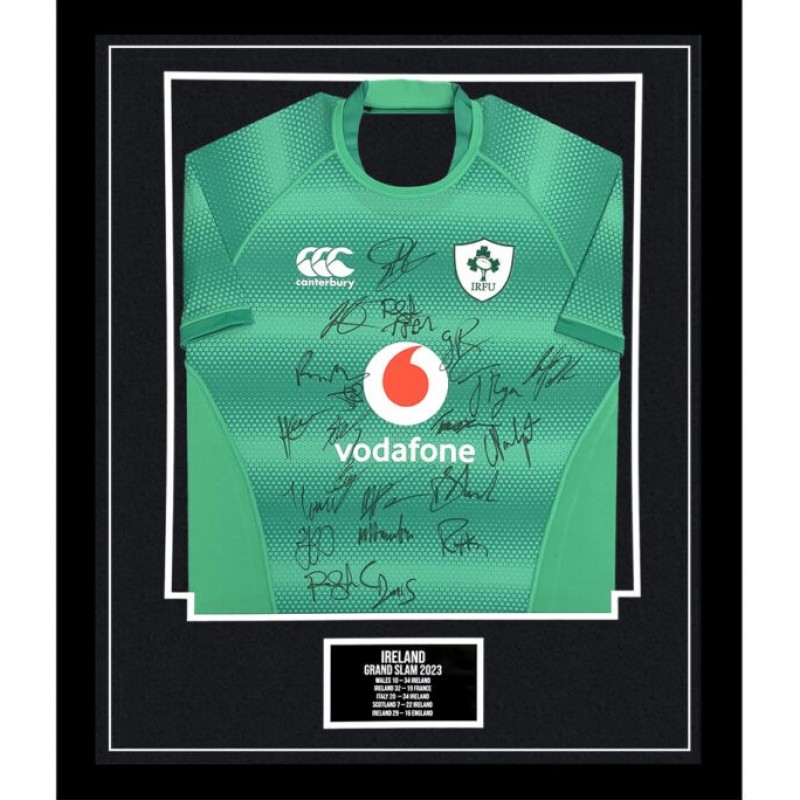 Ireland Grand Slam 2023 Squad Signed and Framed Shirt