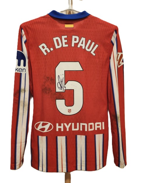 De Paul's Atletico Madrid 2024/25 Signed Match Worn Shirt vs Villarreal 