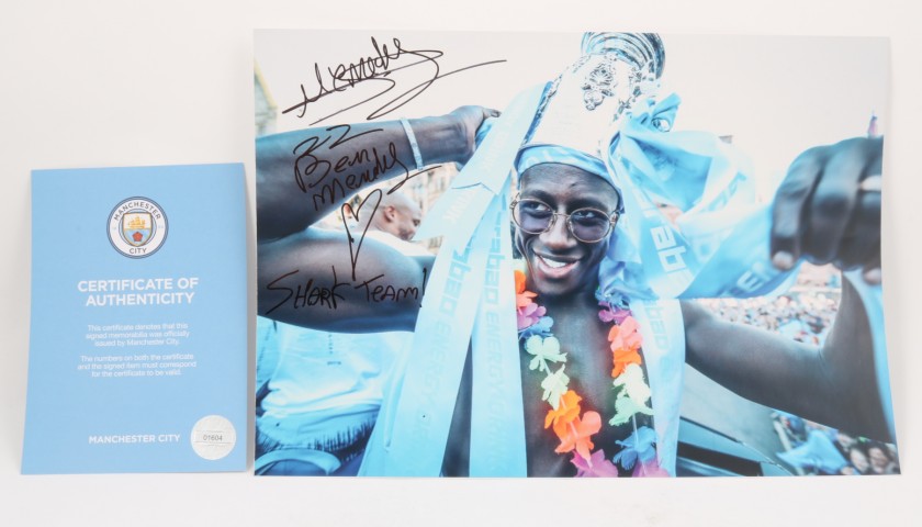 Manchester City Champions Parade Picture Signed by Mendy