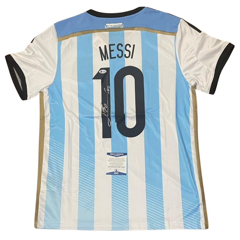 Maglia home firmata da Lionel Messi per l'Argentina 2014/15