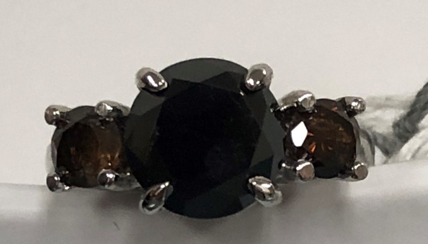 3-Stone Black and Brown Diamond Ring