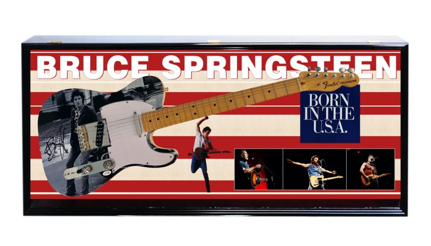 Bruce Springsteen Signed Guitar with Shadow Box Display