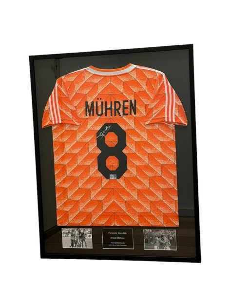 Arnold Muhren Netherlands 1988 Signed And Framed Home Shirt
