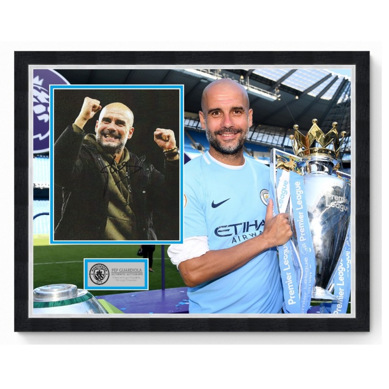 Pep Guardiola Manchester City Treble Winning Manager Signed Display