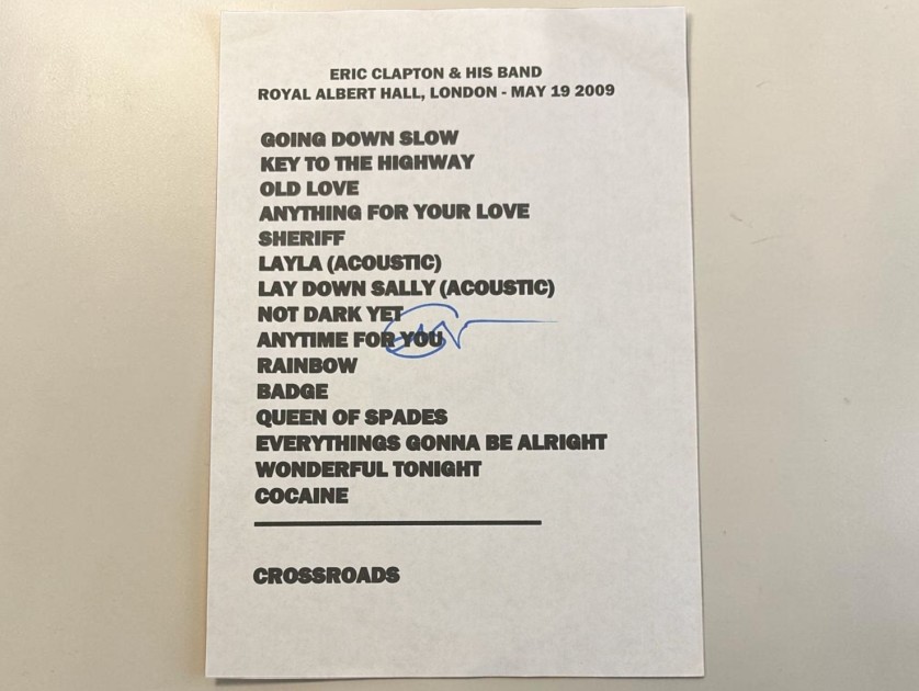 Eric Clapton Signed Set List