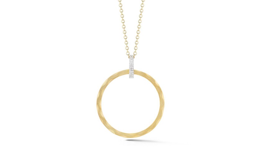 14 Karat Yellow Gold Round Shaped Pendant Necklace
