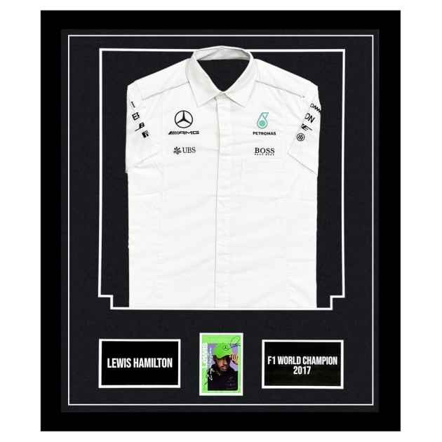 Maglia incorniciata firmata da Lewis Hamilton