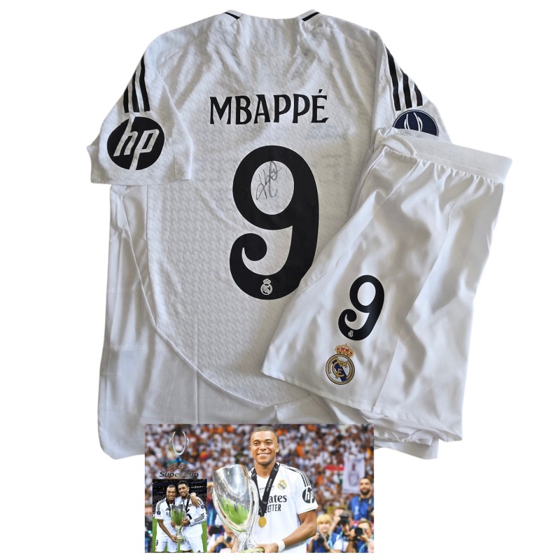 Mbappe's Signed Match-Issued Set, Real Madrid vs Atalanta UEFA Supercup 2024
