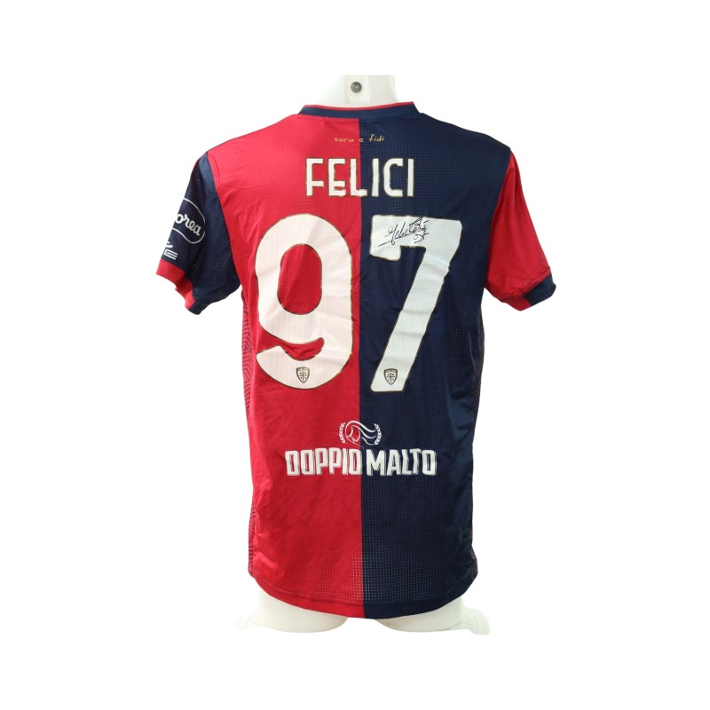 Felici's Signed Unwashed Shirt, Cagliari vs Hellas Verona 2024