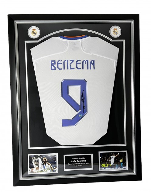 Karim Benzema's Real Madrid 2021/22 Signed and Framed Shirt