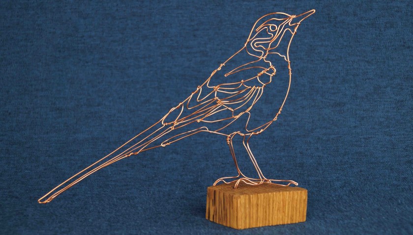 Wire Sculpture by Jane Tilley - Grey Wagtail 