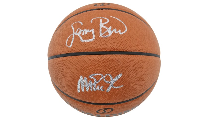 Larry Bird and Magic Johnson Hand Signed Basketball