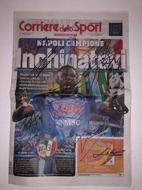 Corriere dello Sport Scudetto Napoli Front Page - Signed by the Squad