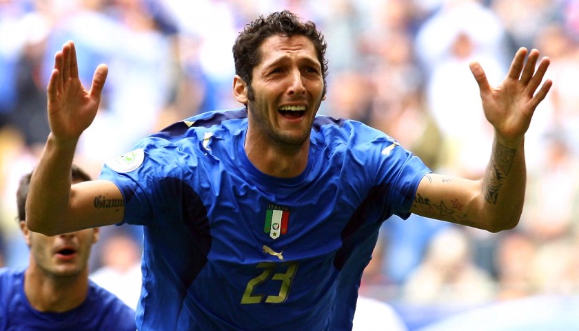 Celebratory 2006 World Cup Shirt Issued for Materazzi, Signed by Cannavaro
