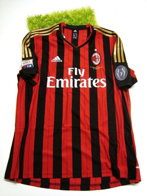 Milan fanshop shirt, Abate, Serie A 2013/2014 - signed