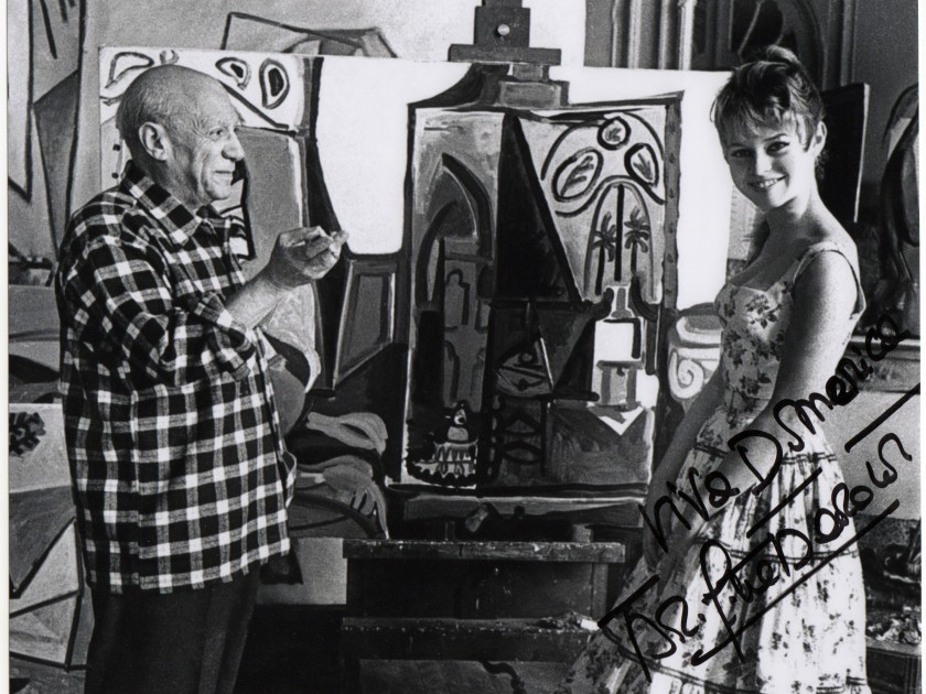 Brigitte Bardot and Pablo Picasso picture, signed by Brigitte Bardot