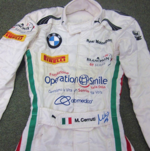 Tuta da gara indossata da Michela Cerruti, Blancpain Endurance Series 2014 - autografata