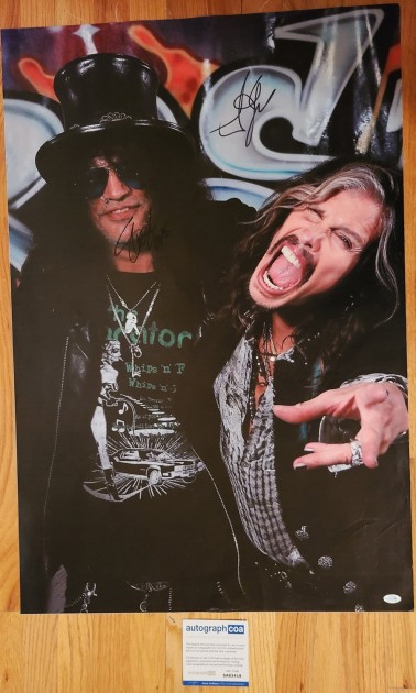 Steven Tyler of Aerosmith and Slash of Guns N'Roses Signed Canvas