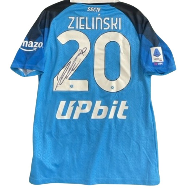 Zielinski's Unwashed Signed Shirt, First Half Napoli vs Roma 2023