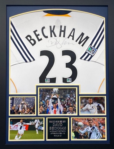 David Beckham Back Signed Real Madrid 2004-05 Home Shirt With Fan Style  Numbers In Classic Frame