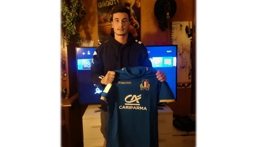 Zanon's Italy Worn and Signed Rugby Shirt, Italy-Figi 2018 