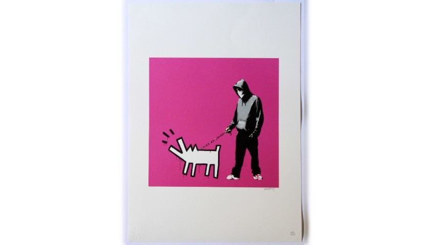 "Tribute to Barking Dog (Haring)" - Banksy Grafiart UK Offset Lithograph