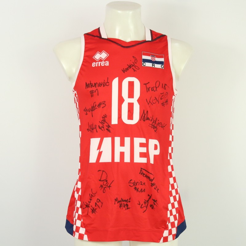 Croatia Women's National Team - athlete Vukasovic -Jersey at the European Championships 2023 - autographed by the team