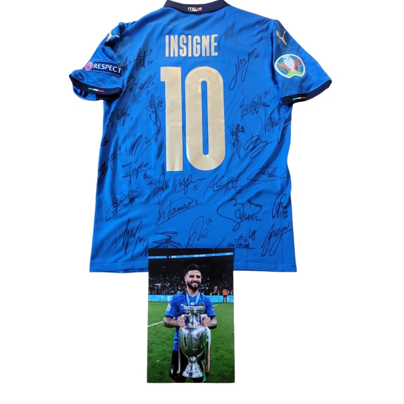 Insigne's Issued Shirt, Italy vs England Final Euro 2020 - Signed by the Team