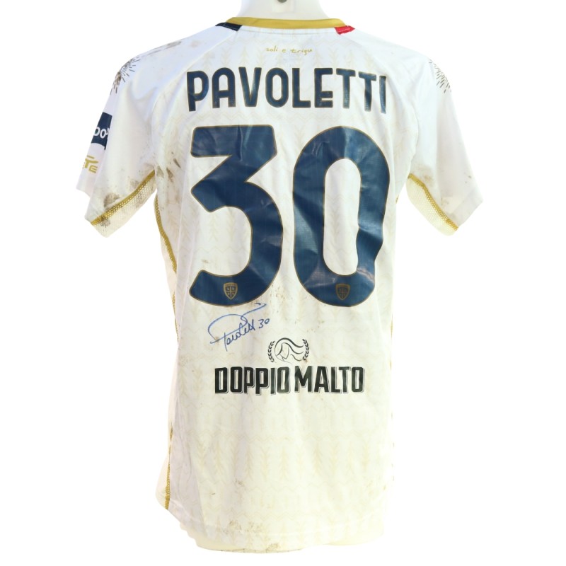 Pavoletti's Signed Unwashed Shirt, Genoa vs Cagliari 2024