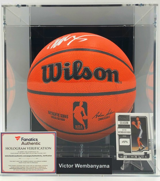 Victor Wembanyama's San Antonio Spurs Signed Basketball Display