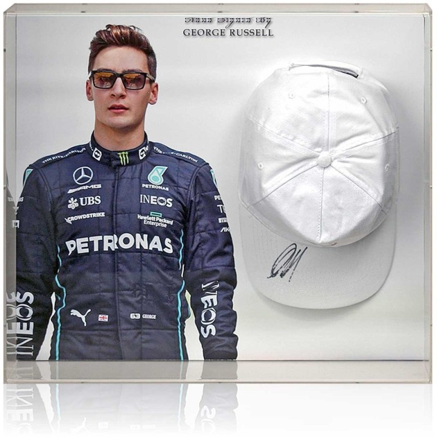 George Russell Signed Mercedes Cap Display