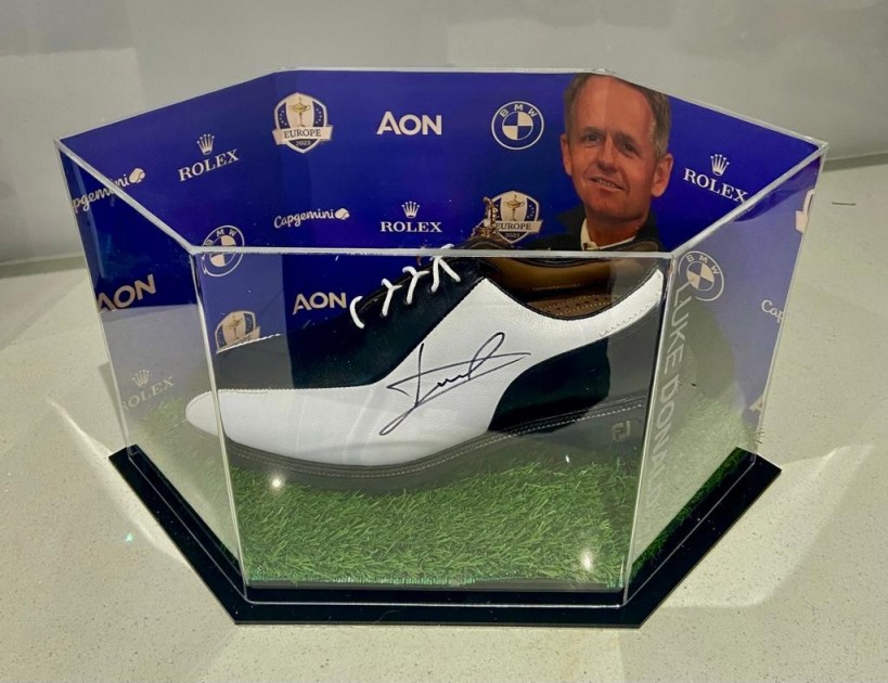 Luke Donald Signed Golf Shoe in Display Case