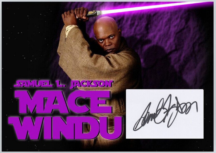 Samuel L. Jackson as Mace Windu Signed Star Wars Display