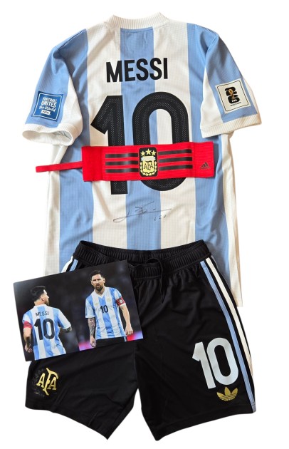 Messi's "50 Years Special" Signed Match-Issued Shirt, Argentina vs Peru WC 2026 Qualifiers + Match-Issued Shorts & Customized Captain's Armband