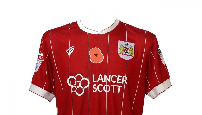 Match-Worn Poppy Shirt by Bristol City FC's Aden Flint