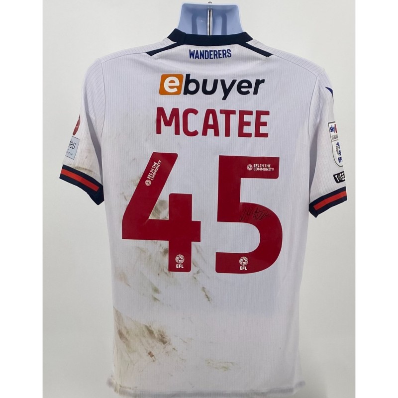 Maglia indossata e autografata dal Bolton Wanderers di John McAtee contro l'Exeter City