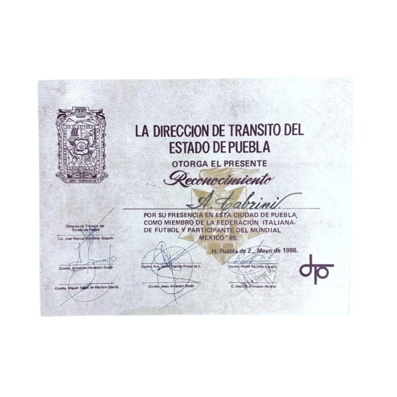 Official Visa, FIFA World Cup 1986 - Issued to Antonio Cabrini