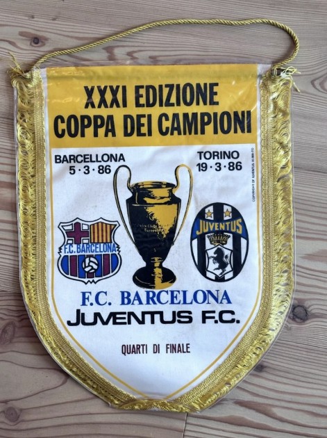 Barcelona vs Juventus Official Pennant UCL 1986