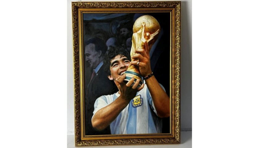 Diego Maradona's Hand Painted Portrait - Limited Edition